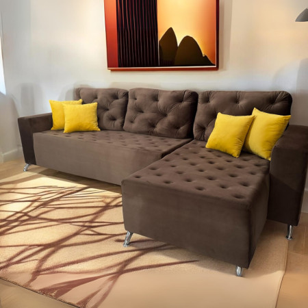 SOFA ALTOS 2 + CHAISE MARRON