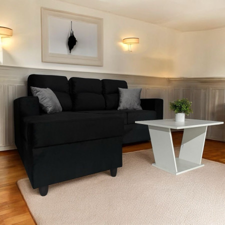 SOFA SAN LORENZO 2 + CHAISE NEGRO