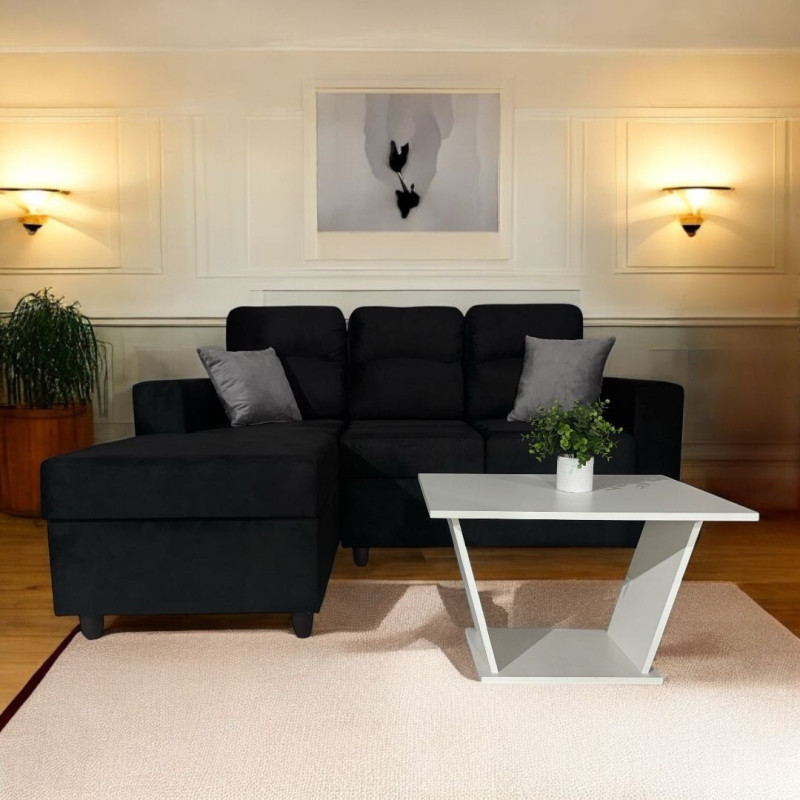 SOFA SAN LORENZO 2 + CHAISE NEGRO