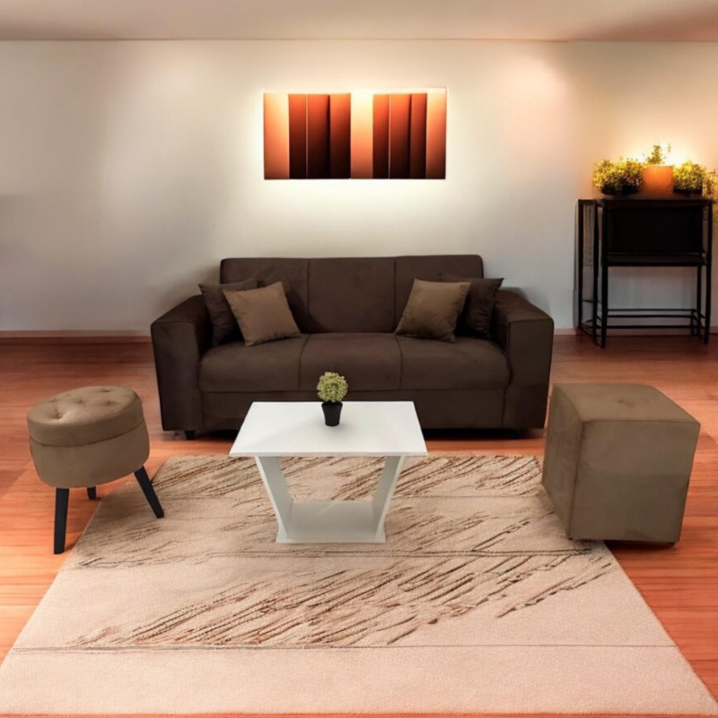 SOFA SAN JUAN 3L MARRON + PUFF SOFA SAN JUAN 3L MARRON + PUFF