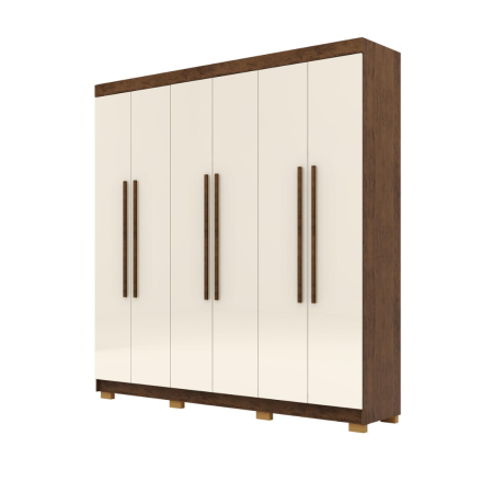 ROPERO LISBOA 6 PUERTAS  IMBUIA/CHAMPAGNE