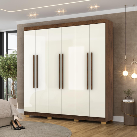 ROPERO LISBOA 6 PUERTAS  IMBUIA/CHAMPAGNE