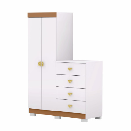 Ropero con Cómoda Cristal Blanco | Camarín Flex Moderno