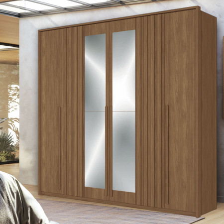 ROPERO COIMBRA 6P CON ESPEJO JATOBA/JATOBA