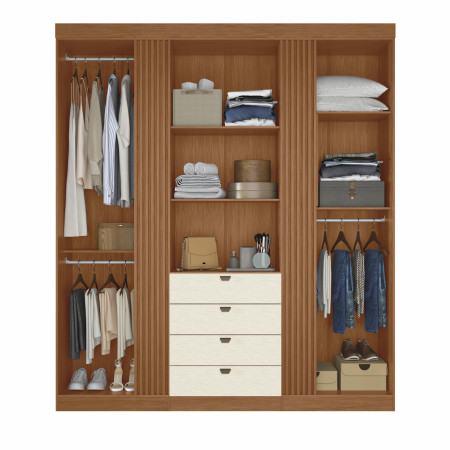 ROPERO  AURORA 4 PUERTAS CON ESPEJO JATOBA/ARENA