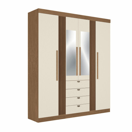 ROPERO  AURORA 4 PUERTAS CON ESPEJO JATOBA/ARENA