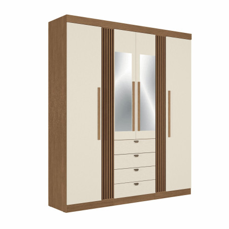ROPERO  AURORA 4 PUERTAS CON ESPEJO JATOBA/ARENA