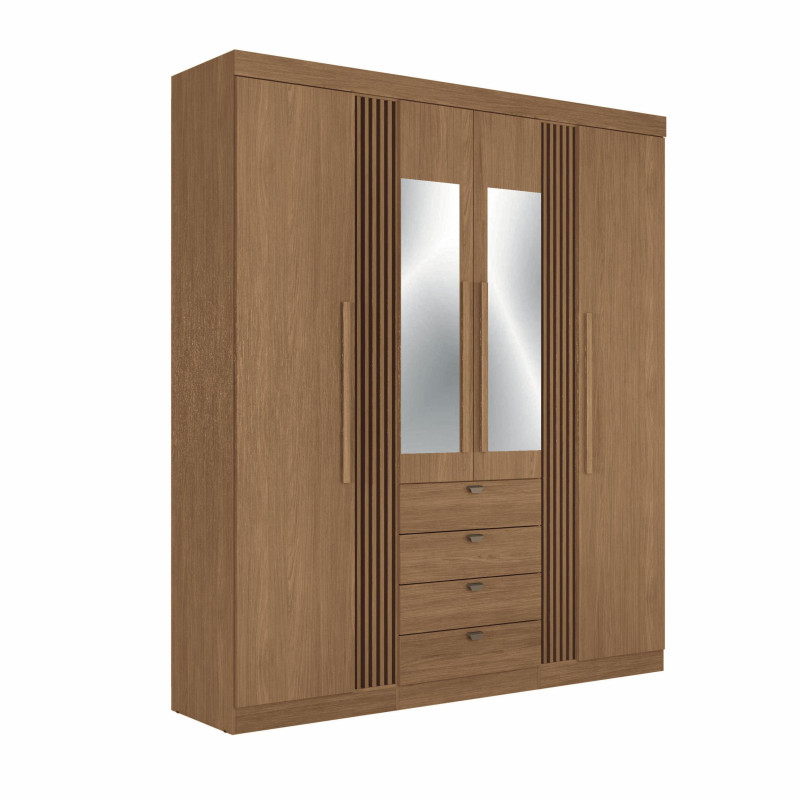 ROPERO  AURORA 4 PUERTAS CON ESPEJO JATOBA/JATOBA