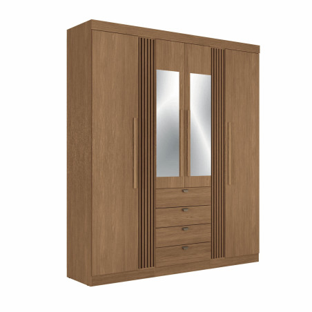 ROPERO  AURORA 4 PUERTAS CON ESPEJO JATOBA/JATOBA