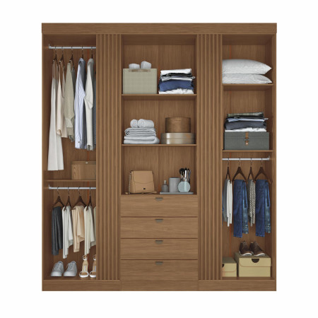 ROPERO  AURORA 4 PUERTAS CON ESPEJO JATOBA/JATOBA