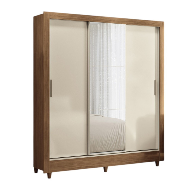 ROPERO  VIENNA 3 PUERTAS CORREDIZAS CON ESPEJO NATURE/OFF WHITE