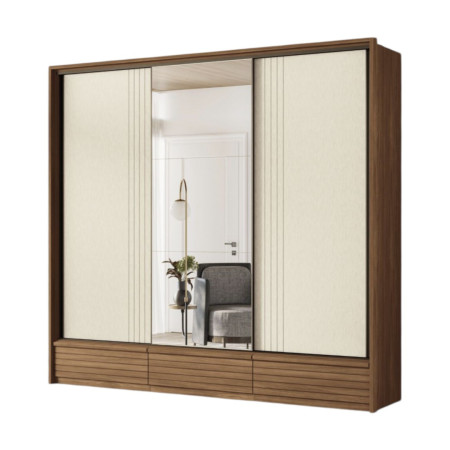 ROPERO DEMOCRATA 3 PUERTAS CORREDIZAS JATOBA/ARENA FLEX