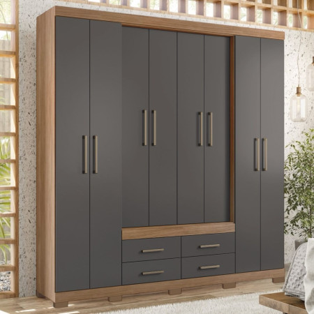 ROPERO NAPOLES 8 PUERTAS JATOBA/GRAFITE