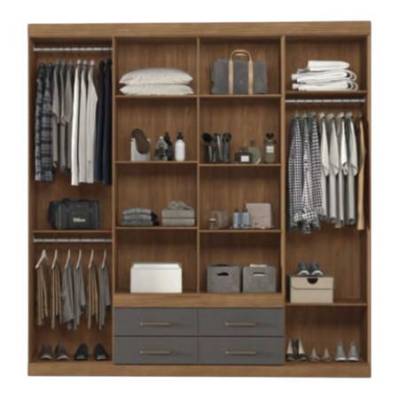 ROPERO NAPOLES 8 PUERTAS JATOBA/GRAFITE