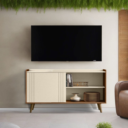 RACK BANCADA AUSTIN 1.35 P/ TV HASTA 50" PEROLA METALIZADO/CINAMOMO MEL