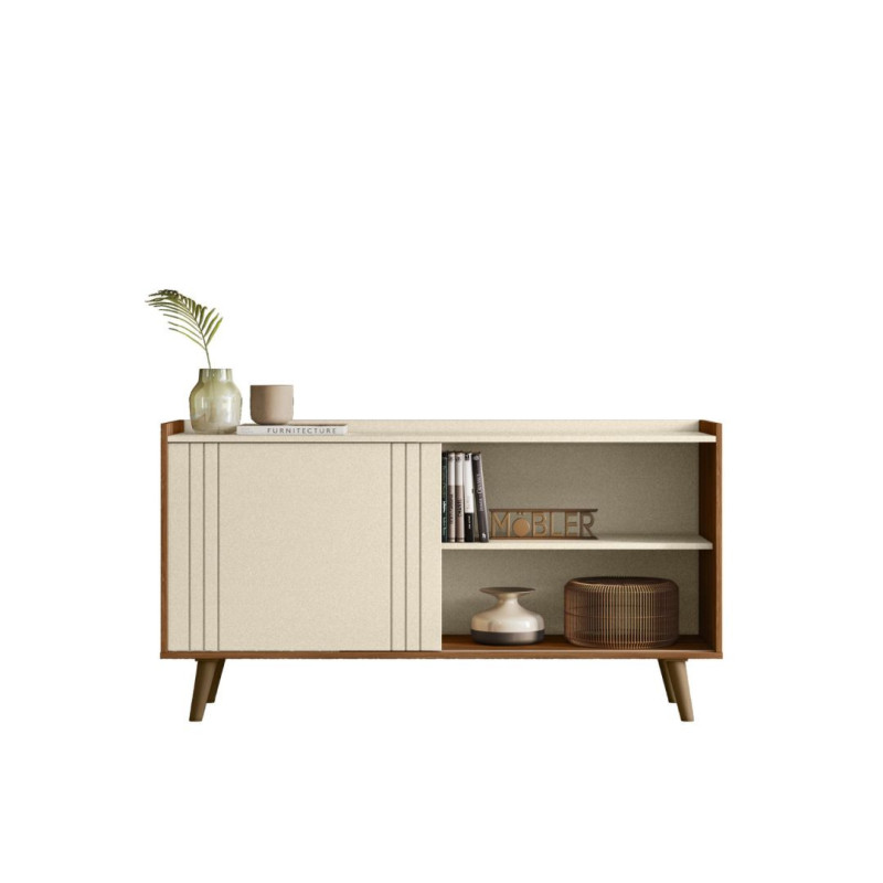 RACK BANCADA AUSTIN 1.35 P/ TV HASTA 50" PEROLA METALIZADO/CINAMOMO MEL