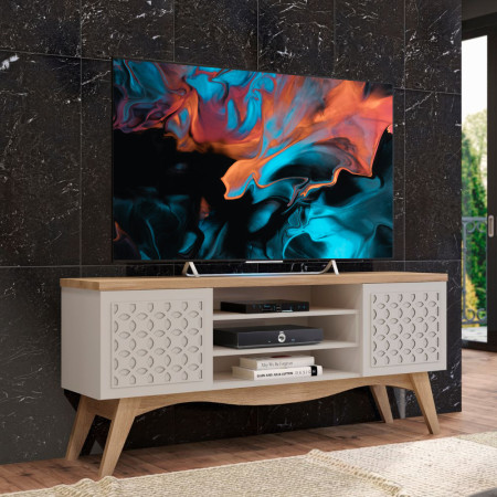 RACK BANCADA FLORENCA PARA TV DE 70” OFF WHITE/MATE