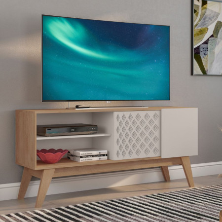 RACK BANCADA FLORENCA PARA TV DE 70” OFF WHITE/MATE