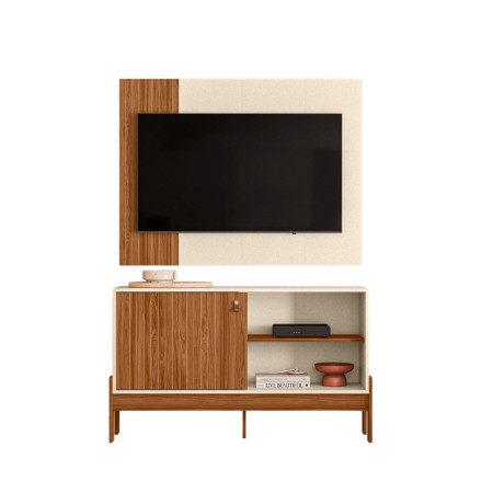 COMBO WOOD P/ TV HASTA 42" CINAMOMO MEL/PEROLA METALIZADO