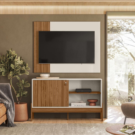 COMBO WOOD P/ TV HASTA 42" CINAMOMO MEL/PEROLA METALIZADO