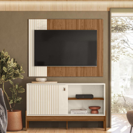 COMBO WOOD P/ TV HASTA 42"  PEROLA METALIZADO/CINAMOMO MEL