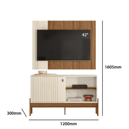 COMBO WOOD P/ TV HASTA 42"  PEROLA METALIZADO/CINAMOMO MEL