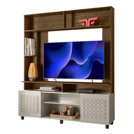 ESTANTE HOME HOLLYWOOD P/ TV HASTA 60” CANELA/OFF WHITE