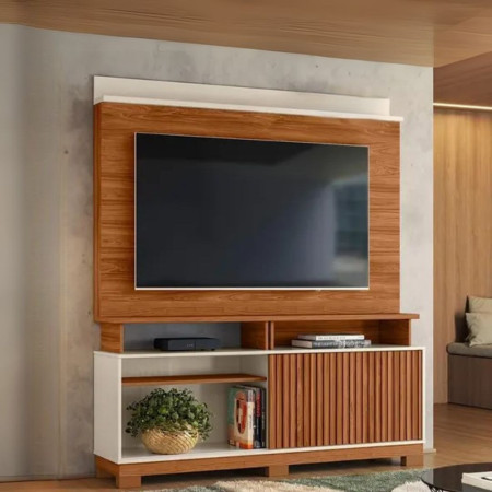 ESTANTE HOME TEATHER DALLAS 1.6 FLEX P/ TV HASTA 65" CINAMOMO MEL/OFF WHITE