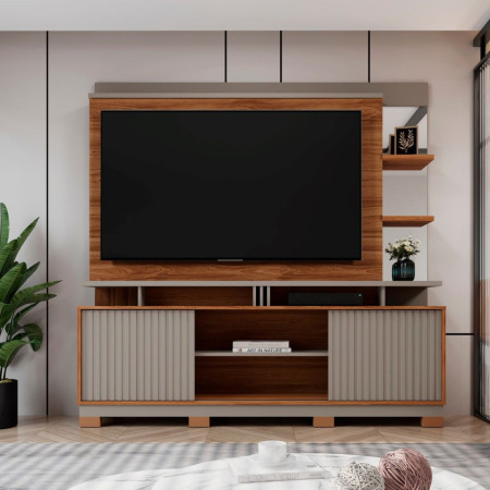 ESTANTE HOME TEATHER DENVER FLEX  P/ TV HASTA 60" CINAMOMO MEL/GRIGIO FOSCO