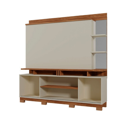 ESTANTE HOME TEATHER DENVER FLEX  P/ TV HASTA 60" CINAMOMO MEL/OFF WHITE/CARRARA