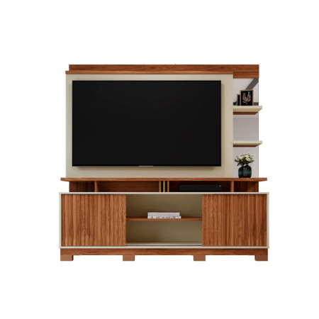 ESTANTE HOME TEATHER DENVER FLEX  P/ TV HASTA 60" CINAMOMO MEL/OFF WHITE/CARRARA