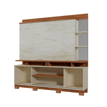 ESTANTE HOME TEATHER DENVER FLEX  P/ TV HASTA 60" CINAMOMO MEL/OFF WHITE/CARRARA