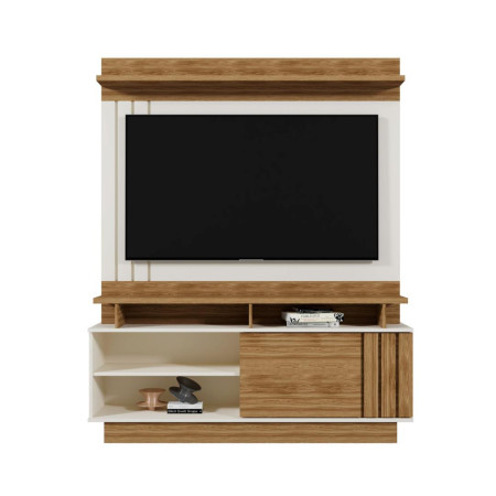 ESTANTE HOME TEATHER GOIÁS 1.5 P/ TV HASTA 55" OFF WHITE/AMENDOA