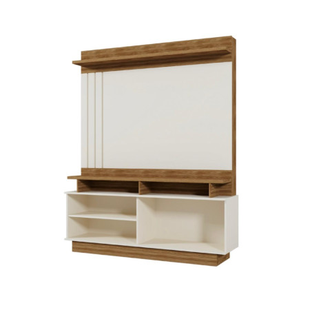 ESTANTE HOME TEATHER GOIÁS 1.5 P/ TV HASTA 55" OFF WHITE/AMENDOA