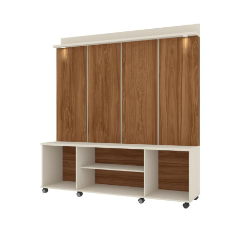 ESTANTE HOME TEATHER MADISON P/ TV HASTA 70" PEROLA METALIZADO / CINAMOMO MEL