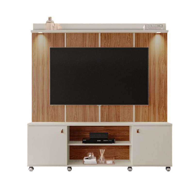 ESTANTE HOME TEATHER MADISON P/ TV HASTA 70" PEROLA METALIZADO / CINAMOMO MEL