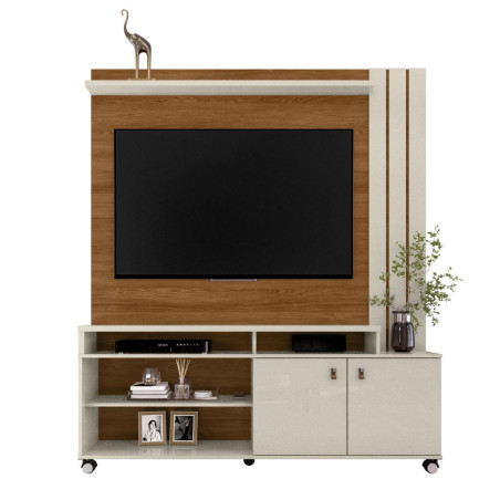 ESTANTE HOME TEATHER 1.6 NEVADA P/ TV HASTA 65" PEROLA METALIZADO/CINAMOMO MEL