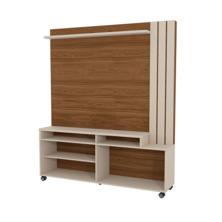 ESTANTE HOME TEATHER 1.6 NEVADA P/ TV HASTA 65" PEROLA METALIZADO/CINAMOMO MEL