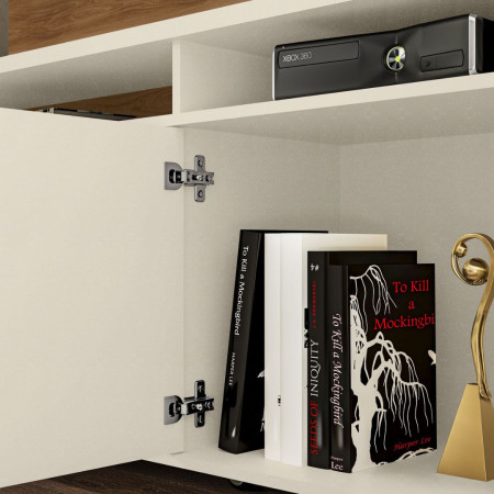 ESTANTE HOME TEATHER 1.6 NEVADA P/ TV HASTA 65" PEROLA METALIZADO/CINAMOMO MEL