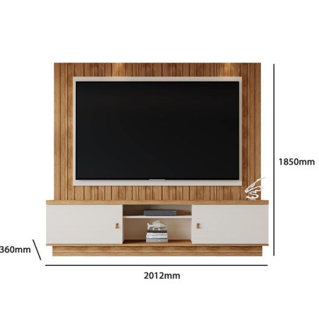 ESTANTE HOME TEATHER SANTOS 2.0 P/ TV HASTA 70" OFF WHITE / AMENDOA
