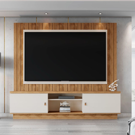 ESTANTE HOME TEATHER SANTOS 2.0 P/ TV HASTA 70" OFF WHITE / AMENDOA