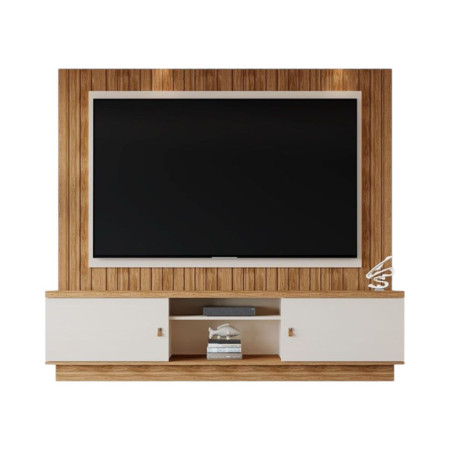 ESTANTE HOME TEATHER SANTOS 2.0 P/ TV HASTA 70" OFF WHITE / AMENDOA