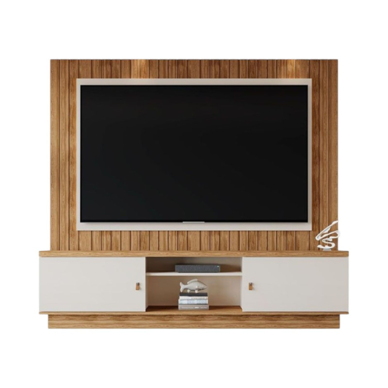 ESTANTE HOME TEATHER SANTOS 2.0 P/ TV HASTA 70" OFF WHITE / AMENDOA