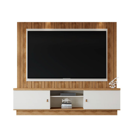 ESTANTE HOME TEATHER SANTOS 2.0 P/ TV HASTA 70" PEROLA METALIZADO / AMENDOA