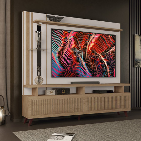 ESTANTE HOME VEGA P/ TV HASTA 65" OFF WHITE/CEDRO