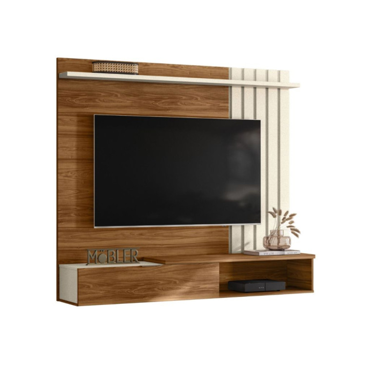 ESTANTE HOME TEATHER VEGAS 1.6 P/ TV HASTA 65" CINAMOMO MEL/PEROLA METALIZADO