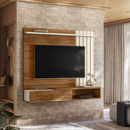 ESTANTE HOME TEATHER VEGAS 1.6 P/ TV HASTA 65" CINAMOMO MEL/PEROLA METALIZADO