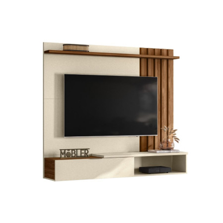 ESTANTE HOME TEATHER VEGAS 1.6 P/ TV HASTA 65"PEROLA METALIZADO/CINAMOMO MEL