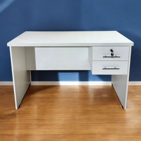 ESCRITORIO AC&H 1.20 CON 2 CAJONES CON LLAVE BLANCO