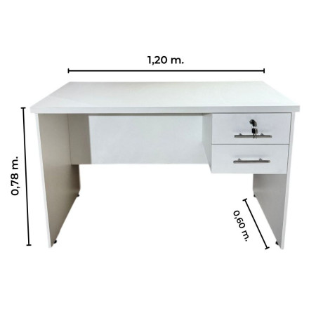 ESCRITORIO AC&H 1.20 CON 2 CAJONES CON LLAVE BLANCO